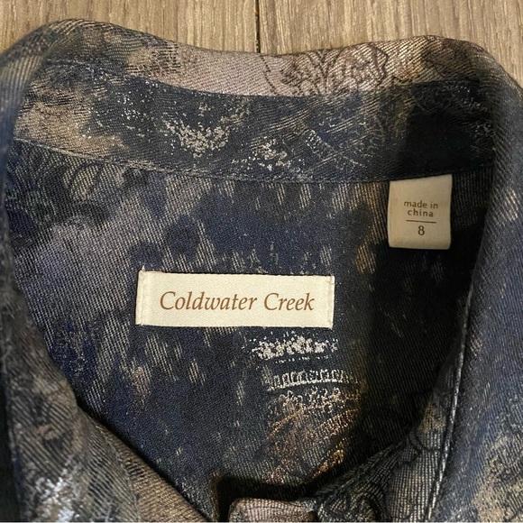 Coldwater Creek Dark Floral Denim Button up Jacket Long Sleeve size 8 - Picture 9 of 10